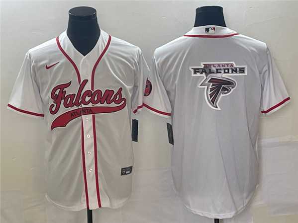 Mens Atlanta Falcons White Team Big Logo With Patch Cool Base Stitched Baseball Jersey->atlanta falcons->NFL Jersey